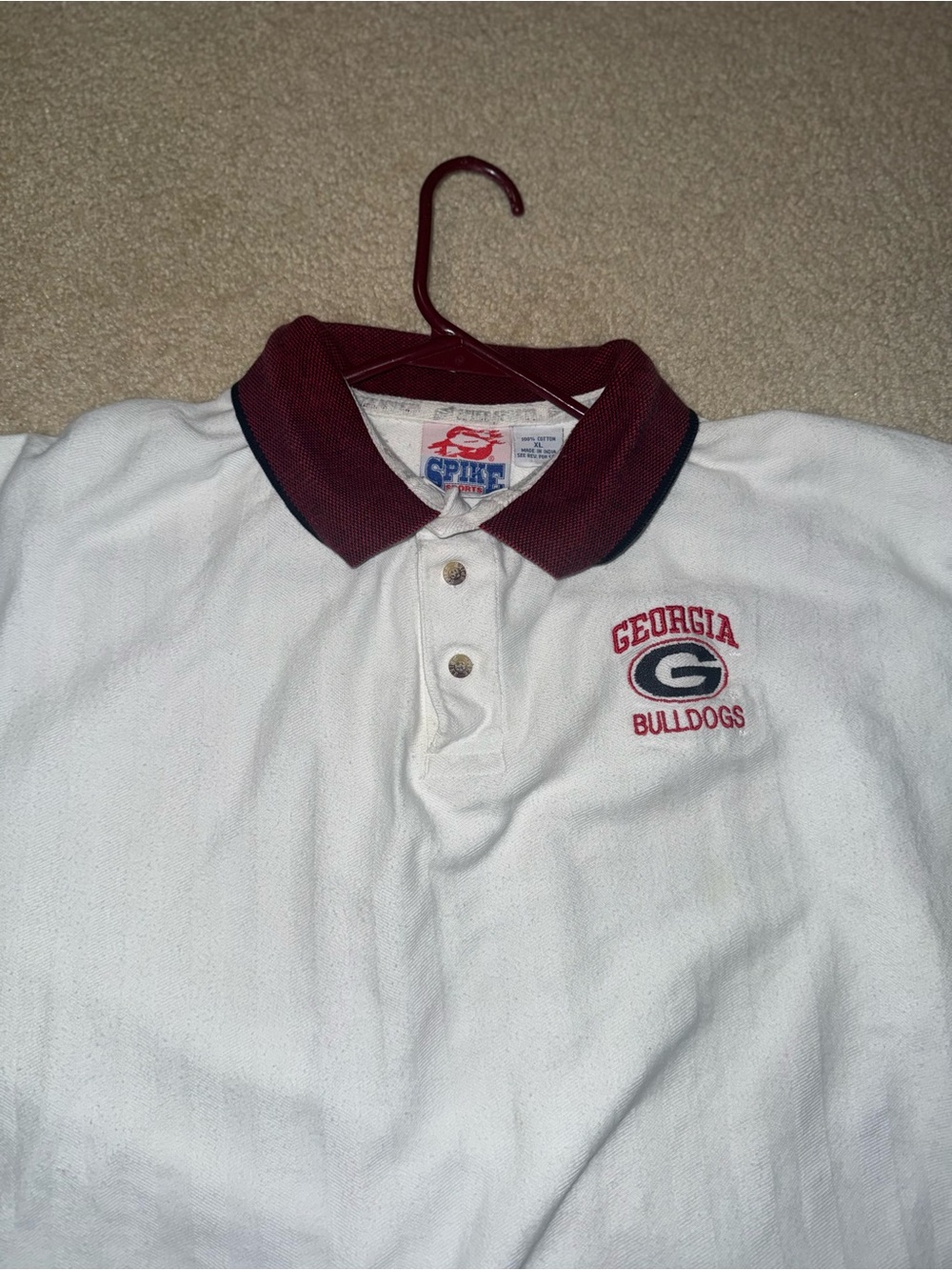 Vintage SPIKE Sports Georgia Bulldogs White Polo XL